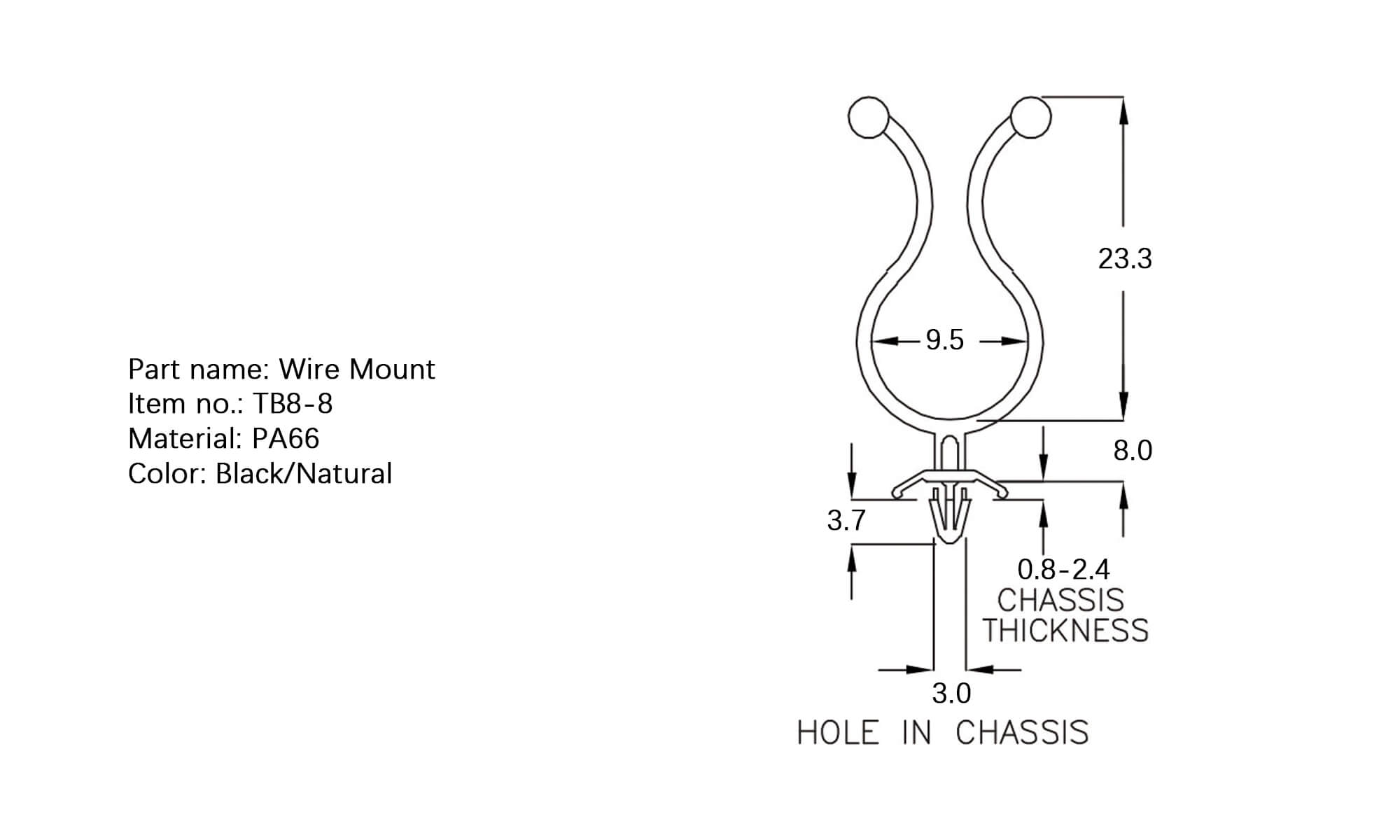 Plastic Wire Mount TB20-8